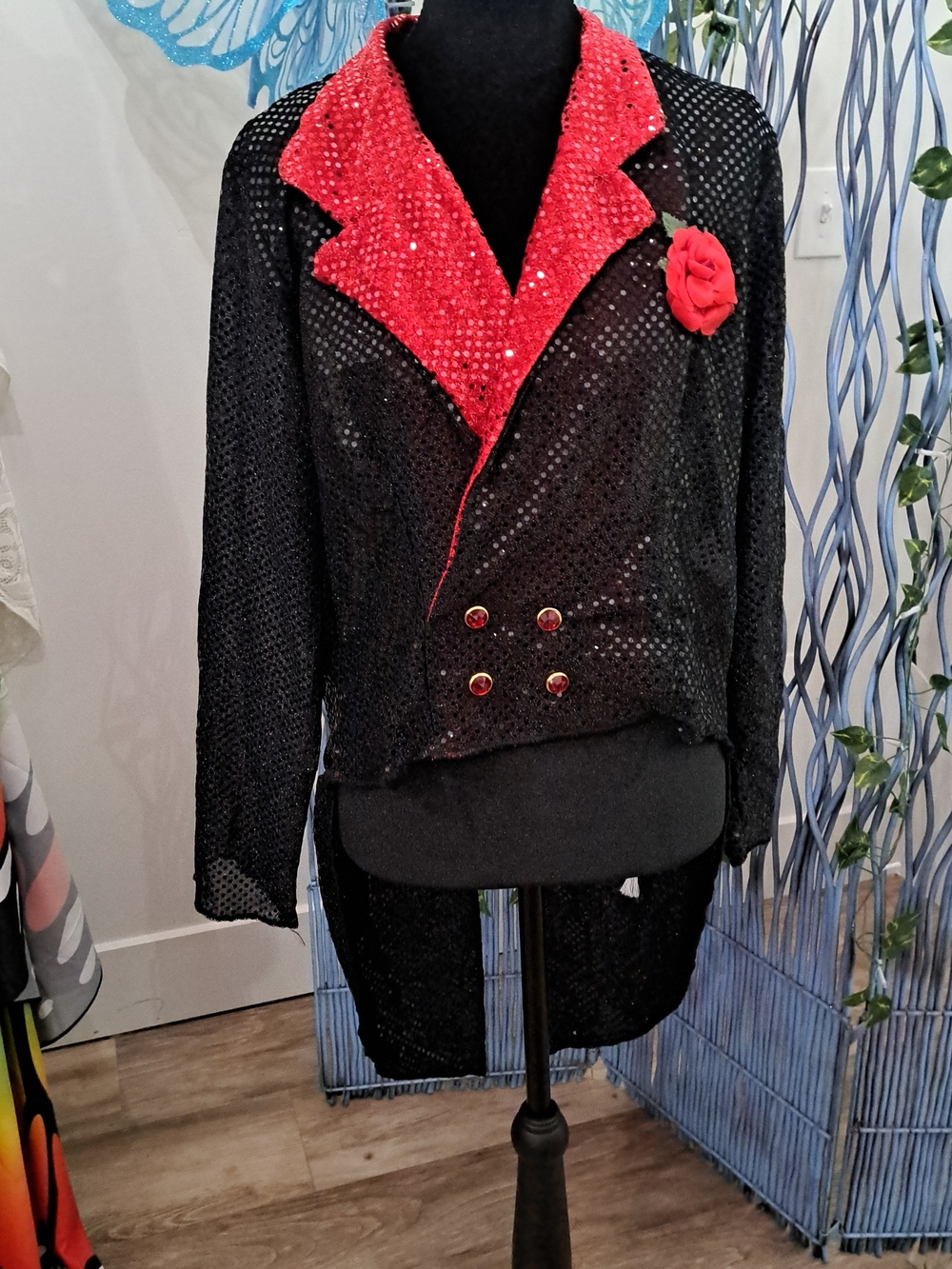 Scarlet Showstopper Sequin Tailcoat Jacket Curtain Call Costumes Adult Large
